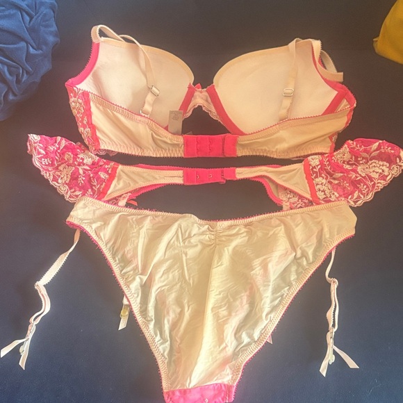 Victoria secret Pink Floral Embroidered Bra and Garter Brief Set - Picture 6 of 11